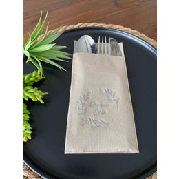 Kidspartim 12'li 40x40 cm Gümüş Yaldızlı Kraft Bir Ömür El Ele Cepli Peçete