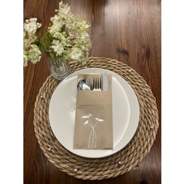 Kidspartim 12'li 40x40 cm Gümüş Yaldızlı Kraft Cepli Havuç Çiçeği Peçete
