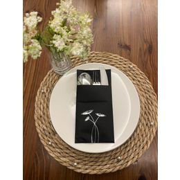 Kidspartim 12'li 40x40 cm Gümüş Yaldızlı Siyah Cepli Havuç Çiçeği Peçete
