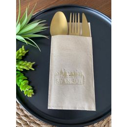 Kidspartim 12'li Gold Yaldızlı Kraft İstanbul Cepli Peçete