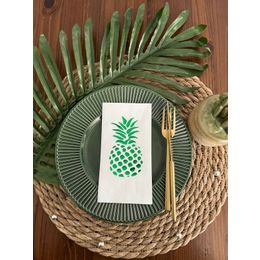 Kidspartim 16'lı Gold Yaldızlı Beyaz Ananas Garson Peçete