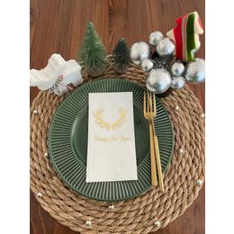 Kidspartim 16'lı Gold Yaldızlı Beyaz Happy New Year Geyik Boynuzu Peçete