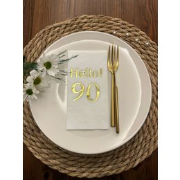 Kidspartim 16'lı Gold Yaldızlı Beyaz hello Doksan Yaş Peçete
