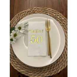 Kidspartim 16'lı Gold Yaldızlı Beyaz hello Elli Yaş Peçete