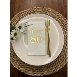 Kidspartim 16'lı Gold Yaldızlı Beyaz hello Seksen Yaş Peçete