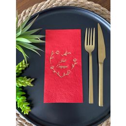 Kidspartim 16'lı Gold Yaldızlı Kırmızı Kalp Çelenk Just Engaged Peçete
