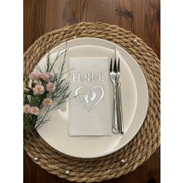 Kidspartim 16'lı Gümüş Yaldızlı Beyaz Hello Baby Ayaklı Peçete