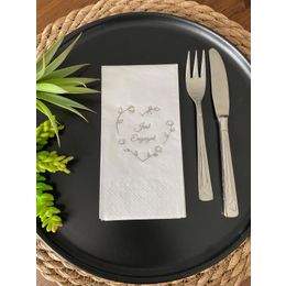 Kidspartim 16'lı Gümüş Yaldızlı Beyaz Kalp Çelenk Just Engaged Peçete