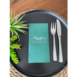 Kidspartim 16'lı Gümüş Yaldızlı Yeşil İstanbul Peçete