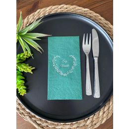 Kidspartim 16'lı Gümüş Yaldızlı Yeşil Söz Verdik Kalp Çelenk Peçete