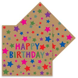 Kidspartim 16'lı Happy Bırthday Baskılı Kraft Stars Kağıt Peçete