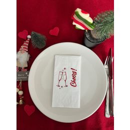 Kidspartim 16'lı Kırmızı Yaldızlı Beyaz Yılbaşı Cheers Peçete