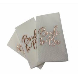 Kidspartim 16'lı Rose Gold Yaldızlı Beyaz Bride To Be Peçete