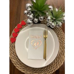 Kidspartim 16'lı Rose Gold Yaldızlı Beyaz hello Baby Ayaklı Peçete