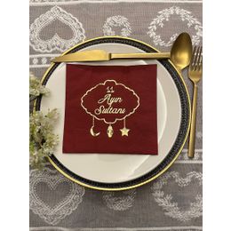Kidspartim 33x33 cm Gold Yaldızlı Bordo 11 Ayın Sultanı Ramazan Peçete