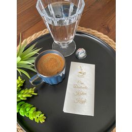 Kidspartim 6x12 cm Gold Yaldızlı Beyaz Can Dostumla Kahve Keyfi Peçete