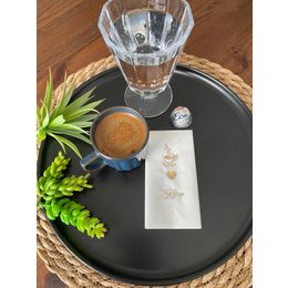 Kidspartim 6x12 cm Gold Yaldızlı Beyaz Kalp Baskılı Kitap Kahve Peçete
