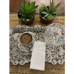 Kidspartim 6x12 cm Gümüş Yaldızlı Beyaz İftar Sonrası Kahve Keyfi Peçete