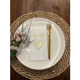 Kidspartim Gold Yaldızlı Beyaz hello Baby Ayaklı Peçete