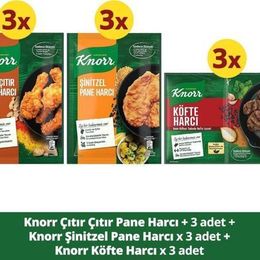 Knorr 3x90 gr Pane Harcı + 3x82 gr Köfte Harcı + 3x90 gr Çıtır Pane Harcı