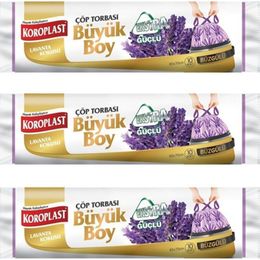 Koroplast 3x10'lu 65x70 cm Koku Hapseden Lavanta Büzgülü Büyük Boy Çöp Torbası