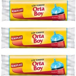 Koroplast 3x15'li 55x60 cm Yasemin Kokulu Büzgülü Orta Boy Çöp Torbası