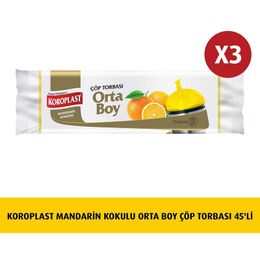 Koroplast 3x15'li Mandarin Kokulu Orta Boy Çöp Torbası
