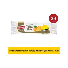 Koroplast 3x15'li Mandarin Kokulu Orta Boy Çöp Torbası