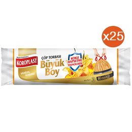Koroplast Büyük Boy 65x80 cm 25 Rulo 10 Adet Vanilya Kokulu Çöp Torbası