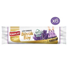 Koroplast Büyük Boy 65x80 cm 6 Rulo 10 Adet Lavanta Kokulu Çöp Torbası
