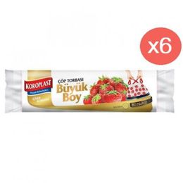 Koroplast Çilek Büzgülü Büyük Boy 6x10 Adet Çöp Torbası