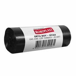 Koroplast Eko Endüstriyel Orta Boy 55x60 cm Siyah 20'li Paket Çöp Torbası