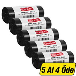 Koroplast Eko Endüstriyel Orta Boy 55x60 cm Siyah 20'li Paket Çöp Torbası