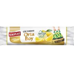 Koroplast Ekstra Güçlü Büzgülü Orta Boy 55 x 60 cm 15 Adet Çöp Poşeti