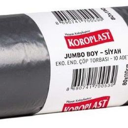 Koroplast Endüstriyel Jumbo Boy 80x110 cm Siyah 10'lu Paket Çöp Torbası