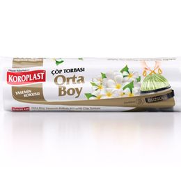 Koroplast Koku Hapsetmeli Orta Boy Yasemin Kokulu Büzgülü 5x15 Adet Çöp Poşeti