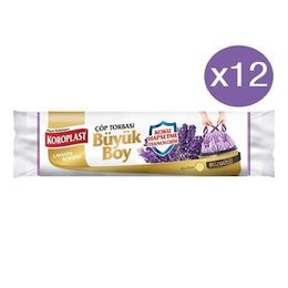 Koroplast Lavanta Büzgülü Büyük Boy 10'lu x 12 Paket Çöp Torbası