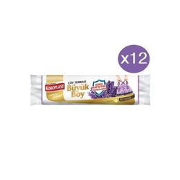 Koroplast Lavanta Büzgülü Büyük Boy 10'lu x 12 Paket Çöp Torbası