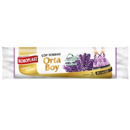 Koroplast Lavanta Büzgülü Orta Boy 55x60 cm 15'li 12 Paket Çöp Torbası