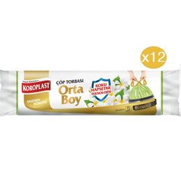 Koroplast Orta Boy 55x60 cm 12 Rulo 15 Adet Yasemin Kokulu Çöp Torbası