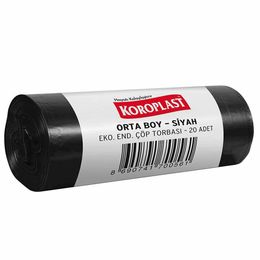 Koroplast Orta Boy 55x60 cm Siyah 50 Rulo 20 Adet Eko Endüstriyel Çöp Torbası
