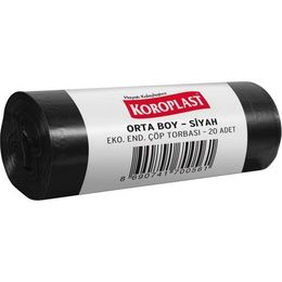 Koroplast Siyah Orta Boy 55x60 cm Tek Rulo Eko Endüstriyel Çöp Torbası