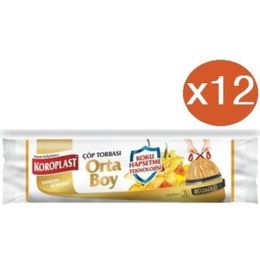Koroplast Vanilya Büzgülü Orta 15'li x 12 Paket Çöp Torbası