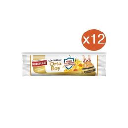 Koroplast Vanilya Büzgülü Orta 15'li x 12 Paket Çöp Torbası