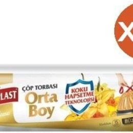 Koroplast Vanilya Büzgülü Orta 15'li x 12 Paket Çöp Torbası