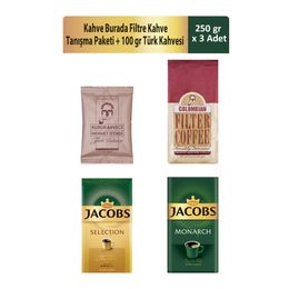 Kurukahveci Mehmet Efendi 3x250 gr Filtre Kahve Tanışma Paketi + 100 gr Türk Kahvesi