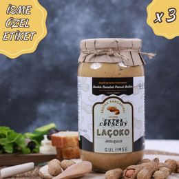 Laçoko 3 kg İsme Özel Şekersiz,Glutensiz,Doğal Çifte Kavrulmuş Parçacıklı Extra Crunchy Fıstık Ezmesi