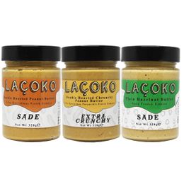 Laçoko 320 gr Çifte Kavrulmuş Çifte Kavrulmuş Parçacıklı Fıstık ve Sade Fındık Ezmesi