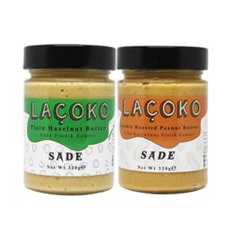 Laçoko 320 gr Çifte Kavrulmuş Çifte Kavrulmuş Parçacıklı Fıstık ve Sade Fındık Ezmesi