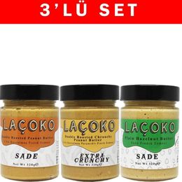 Laçoko 320 gr Çifte Kavrulmuş Çifte Kavrulmuş Parçacıklı Fıstık ve Sade Fındık Ezmesi